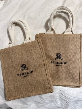 St. Regis Aruba Jute Tote Bag with White Rope Handles
